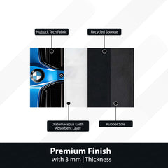 BMW M Performance Front Design Floor Mat | Anti-Slip 3mm Printed Car-Inspired Rug | Easy-Clean Automotive Style Home Mat