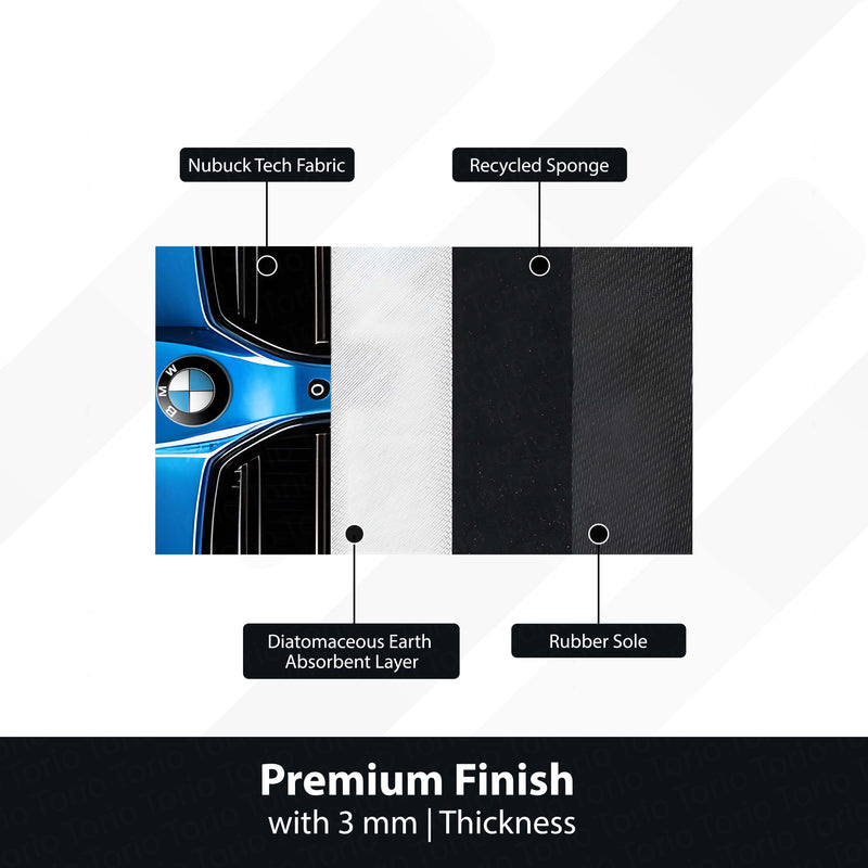 BMW M Performance Front Design Floor Mat | Anti-Slip 3mm Printed Car-Inspired Rug | Easy-Clean Automotive Style Home Mat