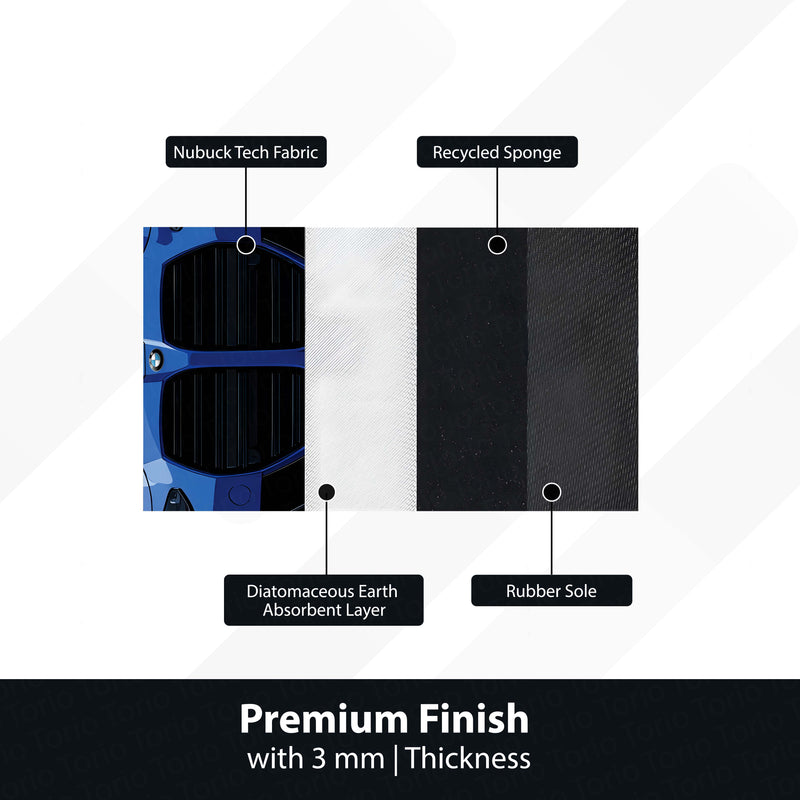 BMW M4 G82 Front Cutout Soft Floor Rug | Anti-Slip Washable Rubber Floor Mat for Bedroom, Living Room & Gaming Room