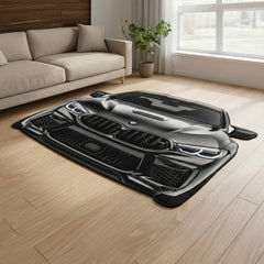 BMW M5 Front Cutout Soft Floor Rug | Anti-Slip Washable Rubber Floor Mat for Bedroom, Living Room & Gaming Room