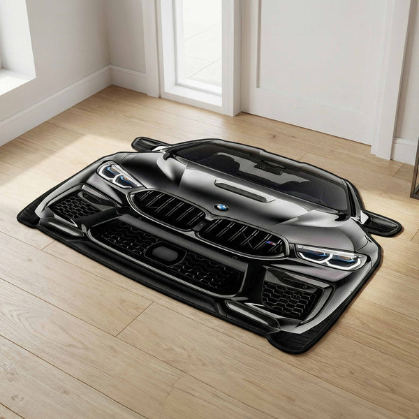 BMW M5 Front Cutout Soft Floor Rug | Anti-Slip Washable Rubber Floor Mat for Bedroom, Living Room & Gaming Room