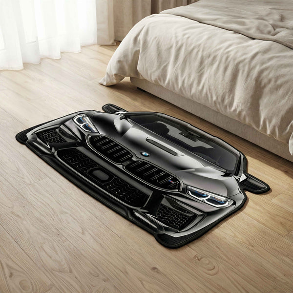 BMW M5 Front Cutout Soft Floor Rug | Anti-Slip Washable Rubber Floor Mat for Bedroom, Living Room & Gaming Room