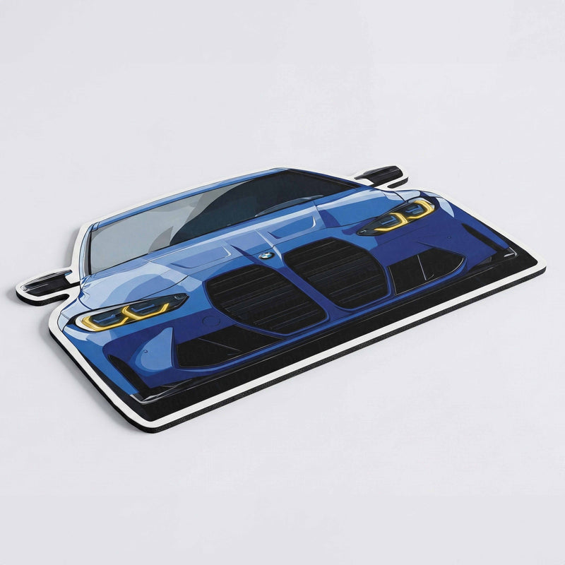 BMW M4 G82 Front Cutout Soft Floor Rug | Anti-Slip Washable Rubber Floor Mat for Bedroom, Living Room & Gaming Room