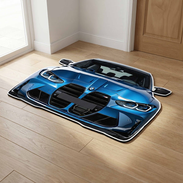BMW M Performance Front Design Floor Mat | Anti-Slip 3mm Printed Car-Inspired Rug | Easy-Clean Automotive Style Home Mat