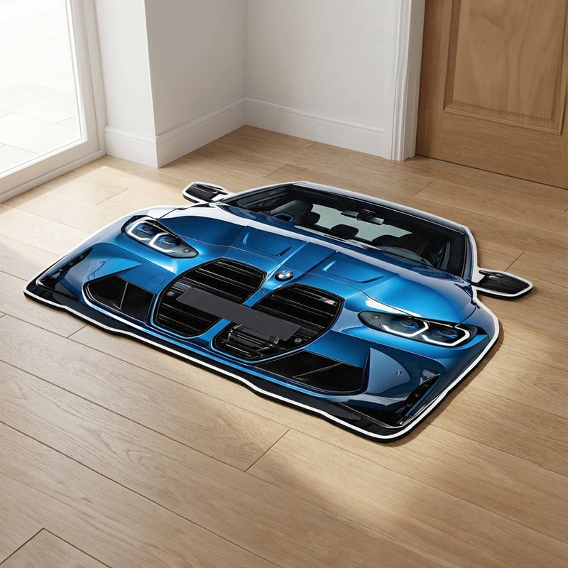 BMW M Performance Front Design Floor Mat | Anti-Slip 3mm Printed Car-Inspired Rug | Easy-Clean Automotive Style Home Mat