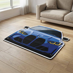 BMW M4 G82 Front Cutout Soft Floor Rug | Anti-Slip Washable Rubber Floor Mat for Bedroom, Living Room & Gaming Room