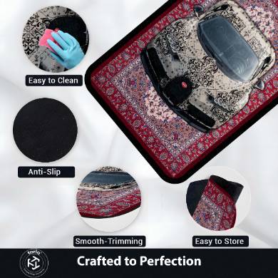 Bugatti Chiron Front View Floor Mat | Persian Carpet Style Hypercar Luxury Rug | Anti-Slip 3mm Absorbent Supercar Design Mat for Home, Office & Studio