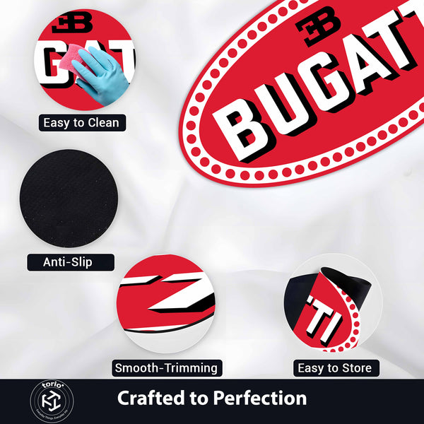 Bugatti Inspired Automotive Floor Mat (3 mm Thick) | Hypercar Logo Style Mat for Car Lovers, Garage Décor & Speed Enthusiasts