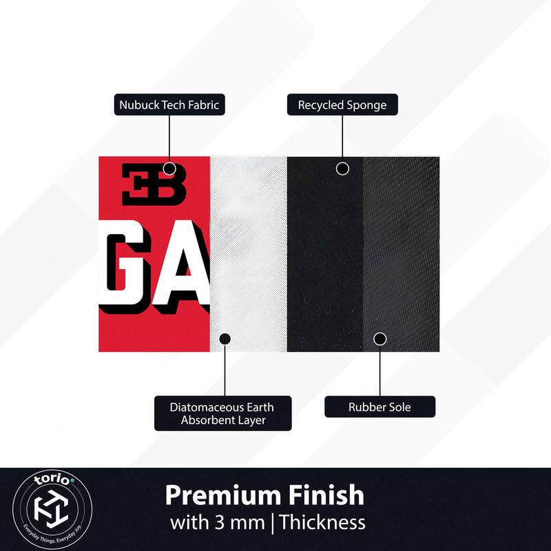 Bugatti Inspired Automotive Floor Mat (3 mm Thick) | Hypercar Logo Style Mat for Car Lovers, Garage Décor & Speed Enthusiasts