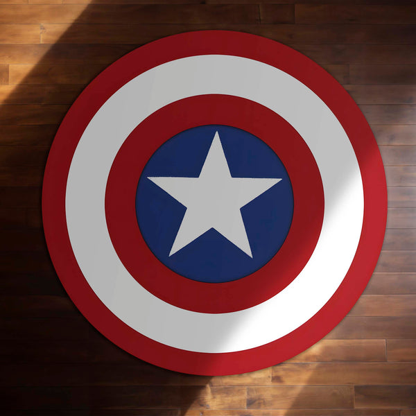 Captain America Shield Round Floor Mat (3 mm Thick) | Superhero Circular Area Mat for Bedroom & Gaming Room