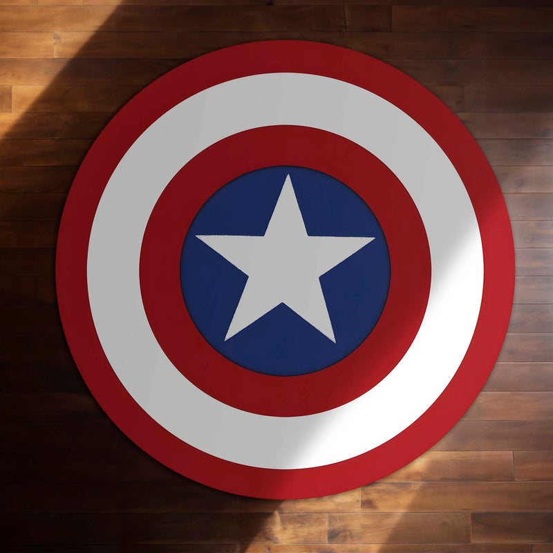 Captain America Shield Round Floor Mat (3 mm Thick) | Superhero Circular Area Mat for Bedroom & Gaming Room