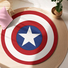 Captain America Shield Round Floor Mat (3 mm Thick) | Superhero Circular Area Mat for Bedroom & Gaming Room