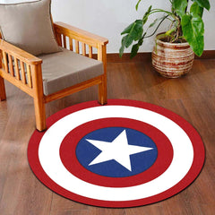 Captain America Shield Round Floor Mat (3 mm Thick) | Superhero Circular Area Mat for Bedroom & Gaming Room