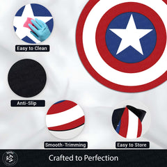 Captain America Shield Round Floor Mat (3 mm Thick) | Superhero Circular Area Mat for Bedroom & Gaming Room