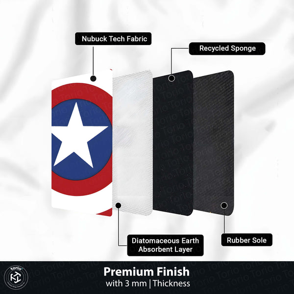 Captain America Shield Round Floor Mat (3 mm Thick) | Superhero Circular Area Mat for Bedroom & Gaming Room