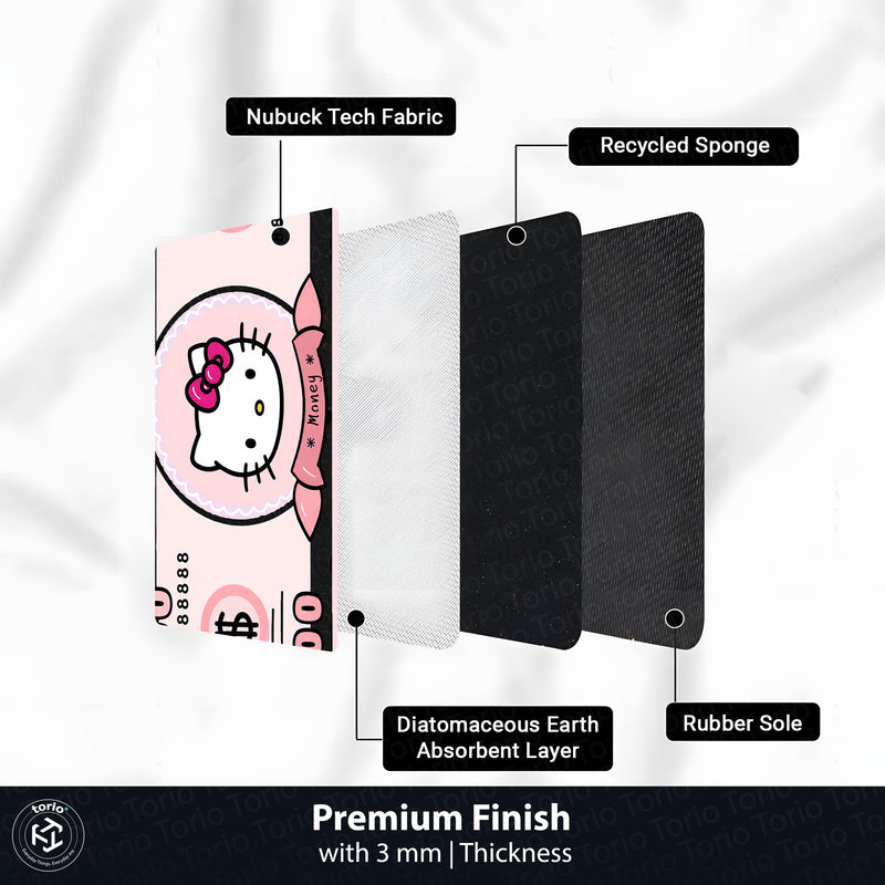 Hello Kitty Money Note Flat Rug | Cute Pink Currency-Inspired Bedroom Rug for Kawaii Room & Gaming Decor
