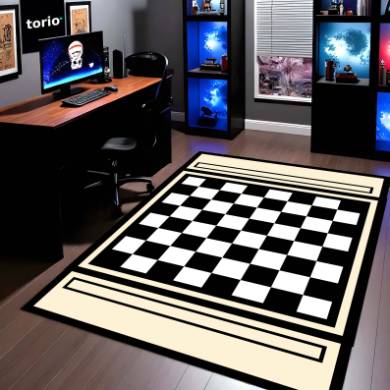 Classic Chess Board Rubber Floor Mat (3 mm Thick) | Black & White Checkered Game Mat for Home, Study Room, Gaming Area & Decor