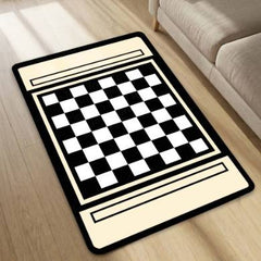 Classic Chess Board Rubber Floor Mat (3 mm Thick) | Black & White Checkered Game Mat for Home, Study Room, Gaming Area & Decor