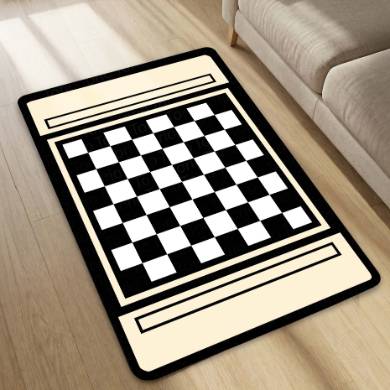 Classic Chess Board Rubber Floor Mat (3 mm Thick) | Black & White Checkered Game Mat for Home, Study Room, Gaming Area & Decor