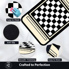 Classic Chess Board Rubber Floor Mat (3 mm Thick) | Black & White Checkered Game Mat for Home, Study Room, Gaming Area & Decor