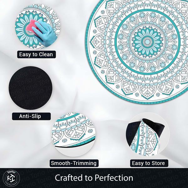 Colorful Mandala Circular Floor Mat (3 mm Thick) | Round Meditation & Aesthetic Rug for Living Room, Bedroom, Yoga Space & Modern Home Decor