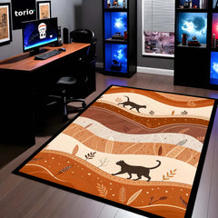 Torio Cosmic Night Cat Area Rug | Galaxy & Nebula Theme Floor Mat | Celestial Art Rug for Gaming Room, Bedroom & Kids Decor