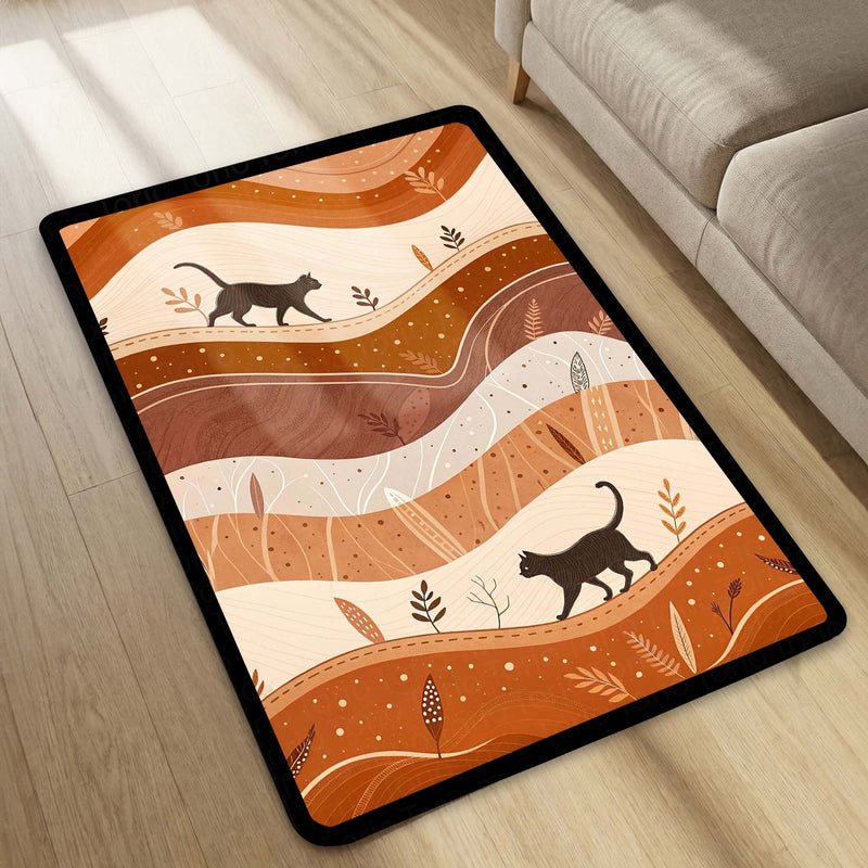 Torio Cosmic Night Cat Area Rug | Galaxy & Nebula Theme Floor Mat | Celestial Art Rug for Gaming Room, Bedroom & Kids Decor