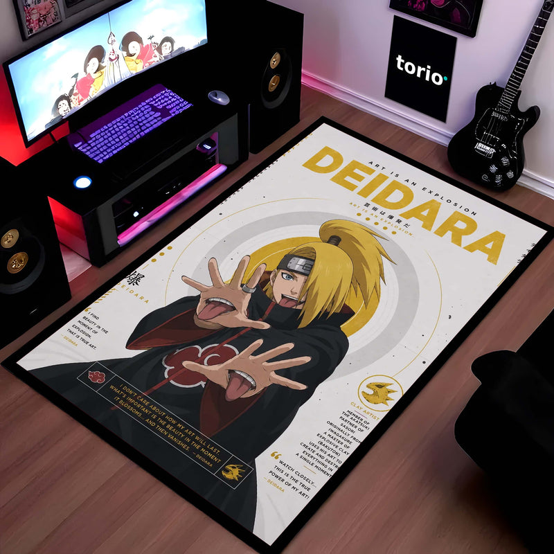 Naruto Deidara Anime Character Flat Rug | Akatsuki Deidara Art Flat Rug | Premium Anime Gaming Room Floor Decor