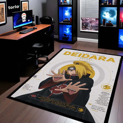 Naruto Deidara Anime Character Flat Rug | Akatsuki Deidara Art Flat Rug | Premium Anime Gaming Room Floor Decor