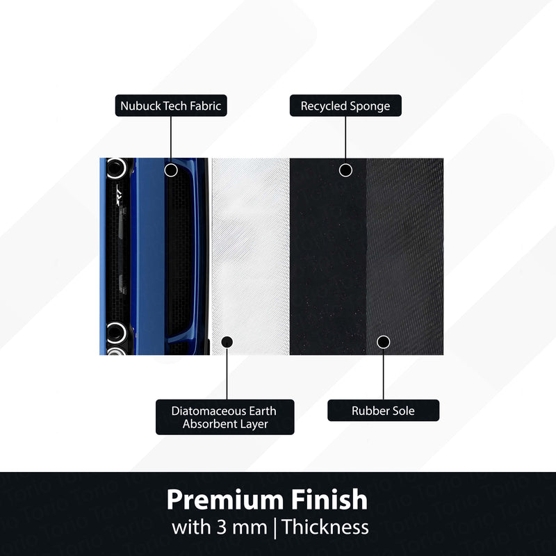 Dodge Challenger SRT Front Cut Floor Mat | Anti-Slip 3mm Rubber Rug | Easy-Clean Car Design Doormat for Home & Garage