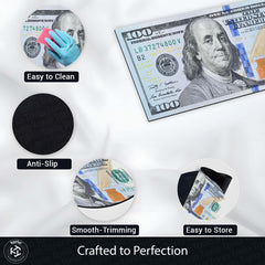 100 Dollar Bill Money Print Area Rug (3 mm Thick) | Hustle Aesthetic Currency Design Floor Carpet for Modern Room Decor