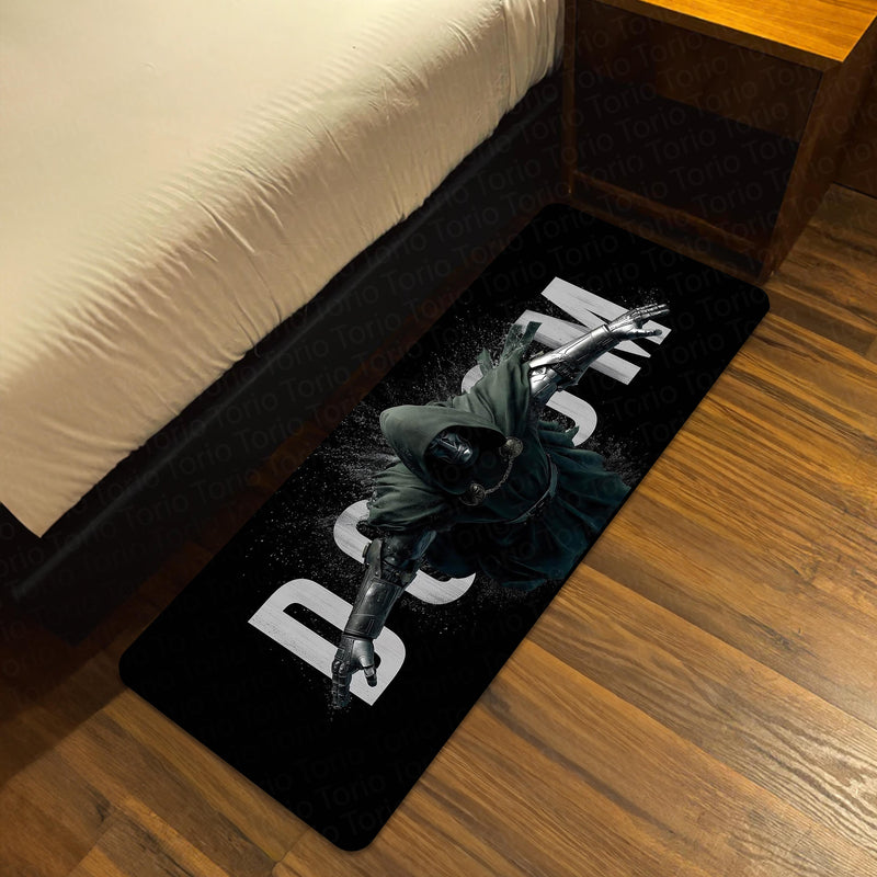 Doctor Doom Marvel Superhero Bedside Runner Flat Rug | Dark Comic Character Bedroom Runner for Gaming Room Decor