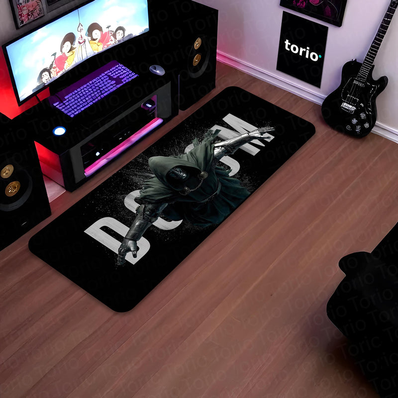Doctor Doom Marvel Superhero Bedside Runner Flat Rug | Dark Comic Character Bedroom Runner for Gaming Room Decor