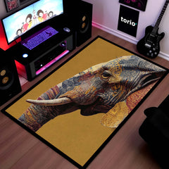 Elephant Art Area Rug | Artistic Elephant Floor Mat | Modern Animal Design Rug for Living Room, Bedroom & Home Decor