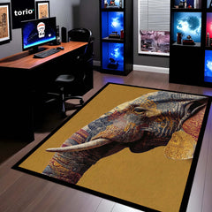 Elephant Art Area Rug | Artistic Elephant Floor Mat | Modern Animal Design Rug for Living Room, Bedroom & Home Decor