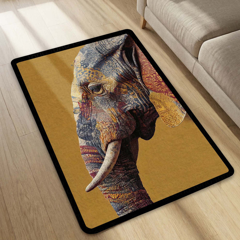 Elephant Art Area Rug | Artistic Elephant Floor Mat | Modern Animal Design Rug for Living Room, Bedroom & Home Decor