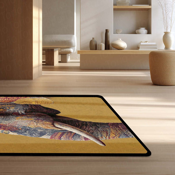 Elephant Art Area Rug | Artistic Elephant Floor Mat | Modern Animal Design Rug for Living Room, Bedroom & Home Decor