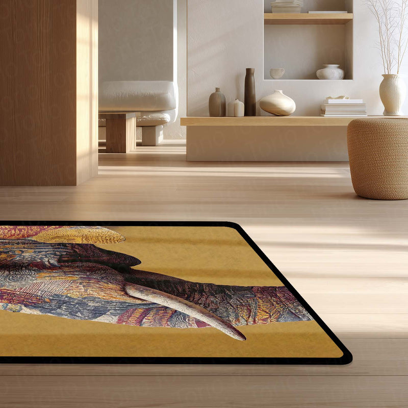 Elephant Art Area Rug | Artistic Elephant Floor Mat | Modern Animal Design Rug for Living Room, Bedroom & Home Decor