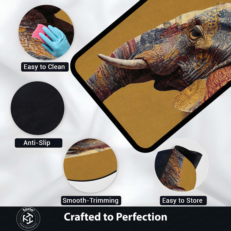 Elephant Art Area Rug | Artistic Elephant Floor Mat | Modern Animal Design Rug for Living Room, Bedroom & Home Decor