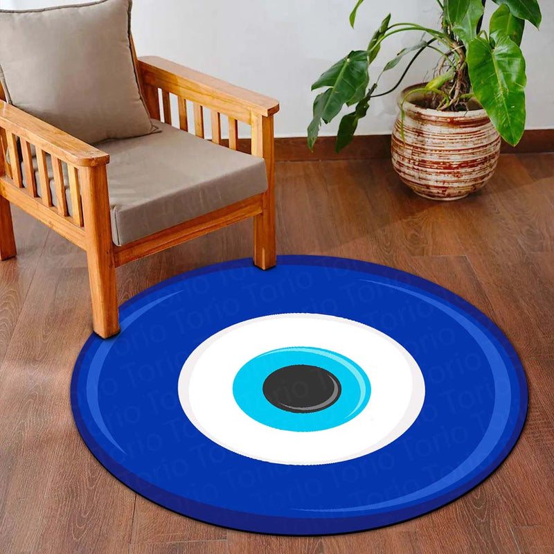 Evil Eye Protection Circular Floor Mat (3 mm Thick) | Nazar Safety Round Rug for Living Room, Entryway, Bedroom & Spiritual Home Decor 02