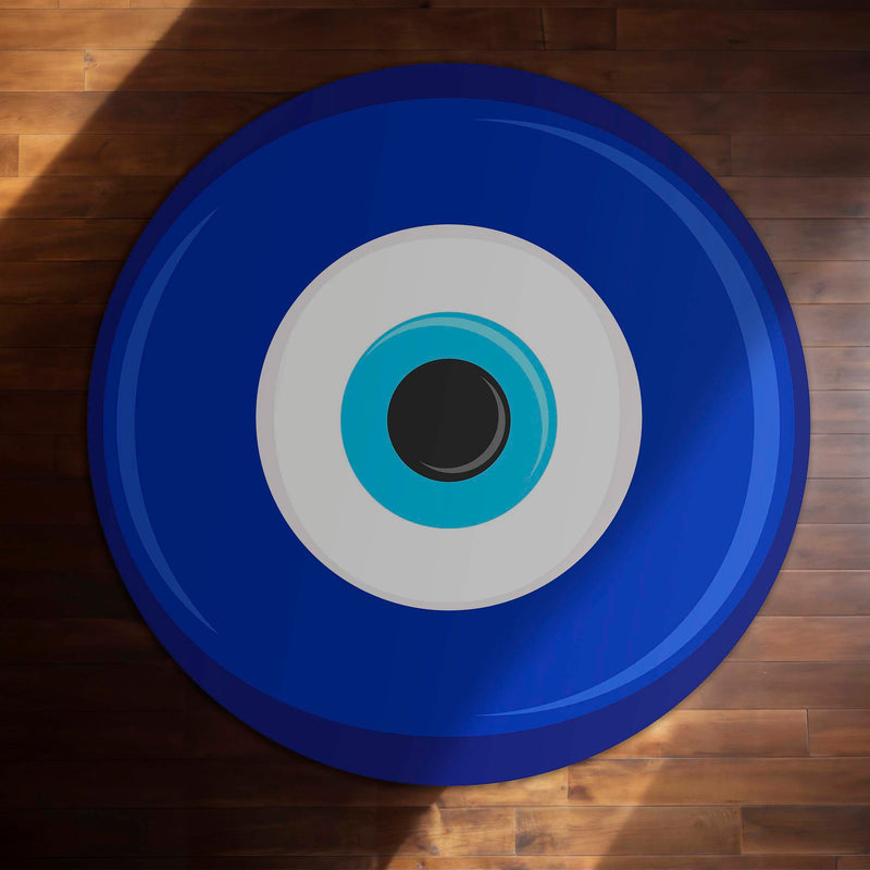 Evil Eye Protection Circular Floor Mat (3 mm Thick) | Nazar Safety Round Rug for Living Room, Entryway, Bedroom & Spiritual Home Decor 02