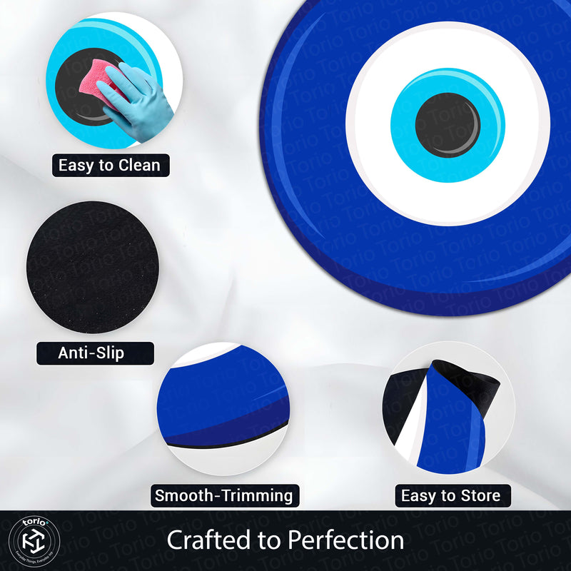 Evil Eye Protection Circular Floor Mat (3 mm Thick) | Nazar Safety Round Rug for Living Room, Entryway, Bedroom & Spiritual Home Decor 02