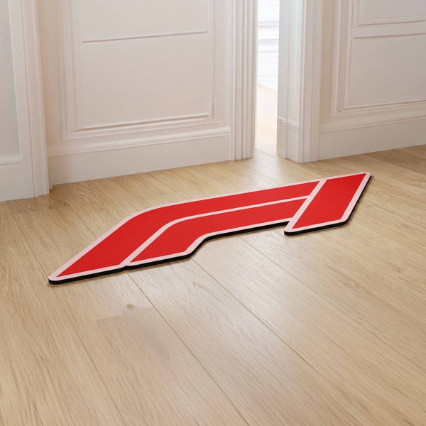 Formula 1 Inspired Racing Floor Mat (3 mm Thick) | Iconic Red Motorsport Emblem Mat for Racing Fans, Gaming Rooms & Car Decor
