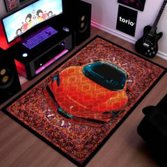 Ferrari SF90 Stradale Front View Floor Mat | Red Persian Pattern Hypercar Luxury Rug | Anti-Slip 3mm Absorbent Supercar Design Mat for Home, Office & Studio