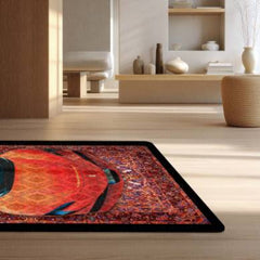 Ferrari SF90 Stradale Front View Floor Mat | Red Persian Pattern Hypercar Luxury Rug | Anti-Slip 3mm Absorbent Supercar Design Mat for Home, Office & Studio