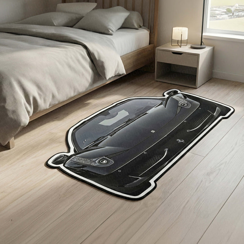 Ferrari Front Design Floor Mat | Anti-Slip 3mm Absorbent Car-Style Rug | Easy Clean Waterproof Automotive Designer Mat for Home, Office & Garage