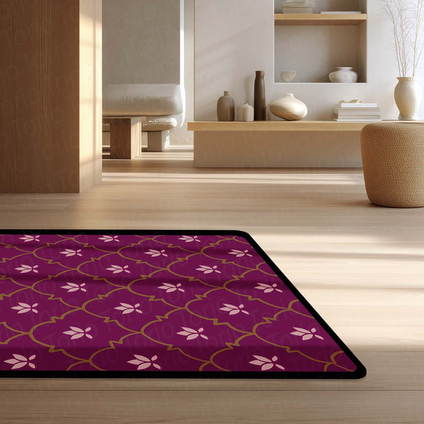 Floral Buta Motif Area Rug | Elegant Paisley & Bloom Floor Mat | Vintage Ethnic Decorative Rug for Living Room, Traditional Home & Bedroom Decor