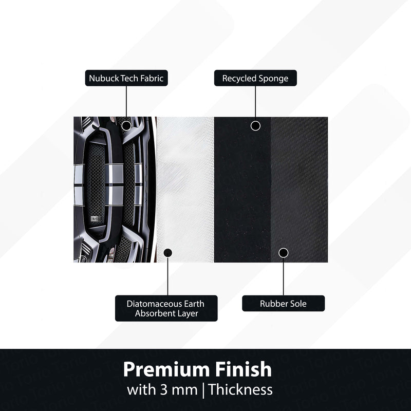 Ford Mustang Shelby Floor Mat | Anti-Slip 3mm Absorbent Muscle Car-Style Rug | Easy Clean Waterproof Designer Mat for Home, Garage & Man Cave