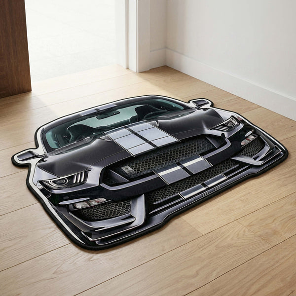 Ford Mustang Shelby Floor Mat | Anti-Slip 3mm Absorbent Muscle Car-Style Rug | Easy Clean Waterproof Designer Mat for Home, Garage & Man Cave