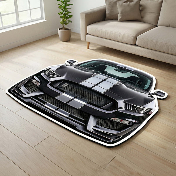 Ford Mustang Shelby Floor Mat | Anti-Slip 3mm Absorbent Muscle Car-Style Rug | Easy Clean Waterproof Designer Mat for Home, Garage & Man Cave